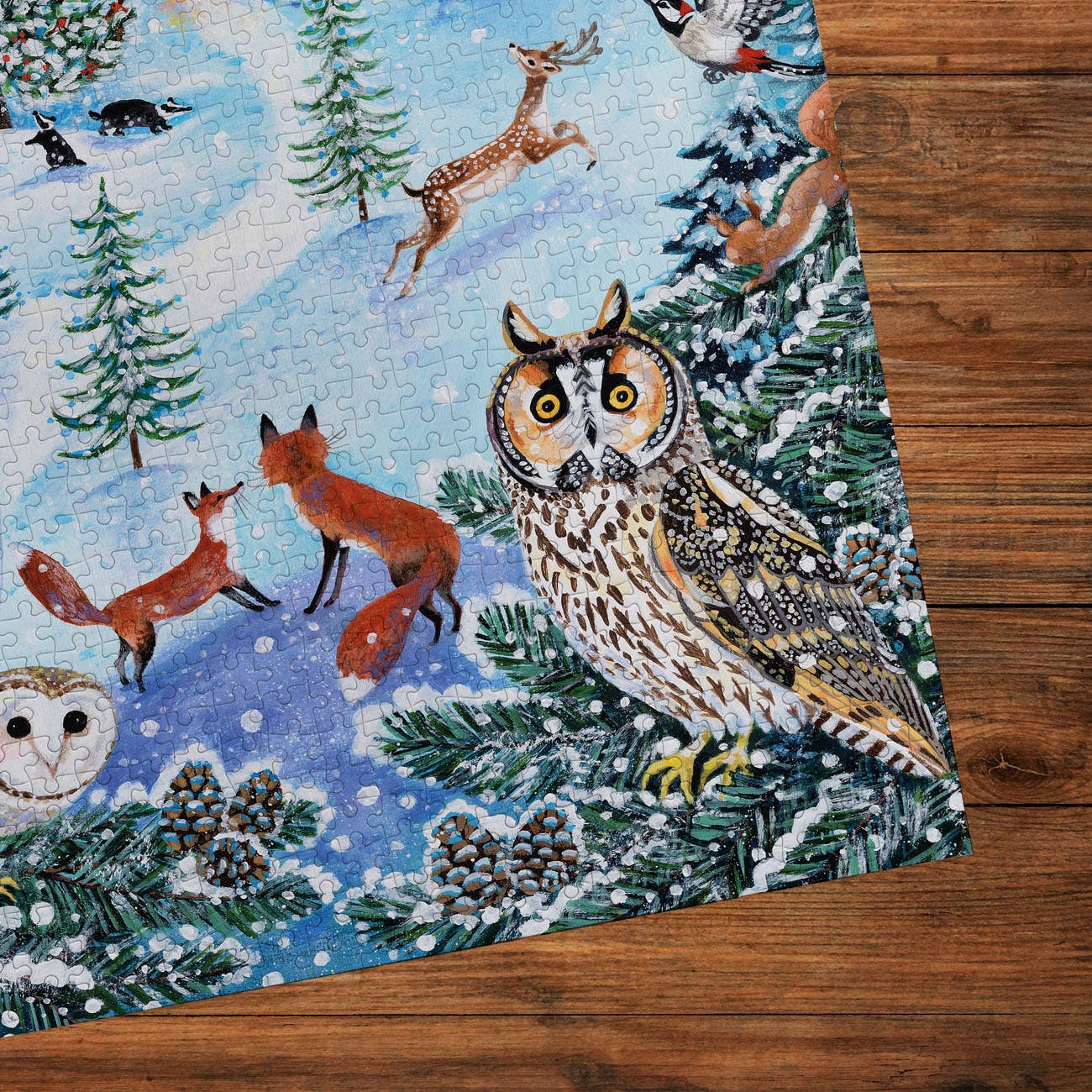 Dancing in the Moonlight 1000 Piece Puzzle on a wood table at Addison West