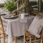 Tobacco Gingham Check Linen Tablecloth, 60" x 90" on a table at Addison West