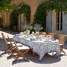 Granada Cornflower Tablecloth 59" x 59" on a table at Addison West