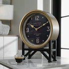 Shyden Clock on a table at Addison West
