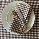 Tobacco Gingham Check Linen Tablecloth, 60" x 90" on a table at Addison West