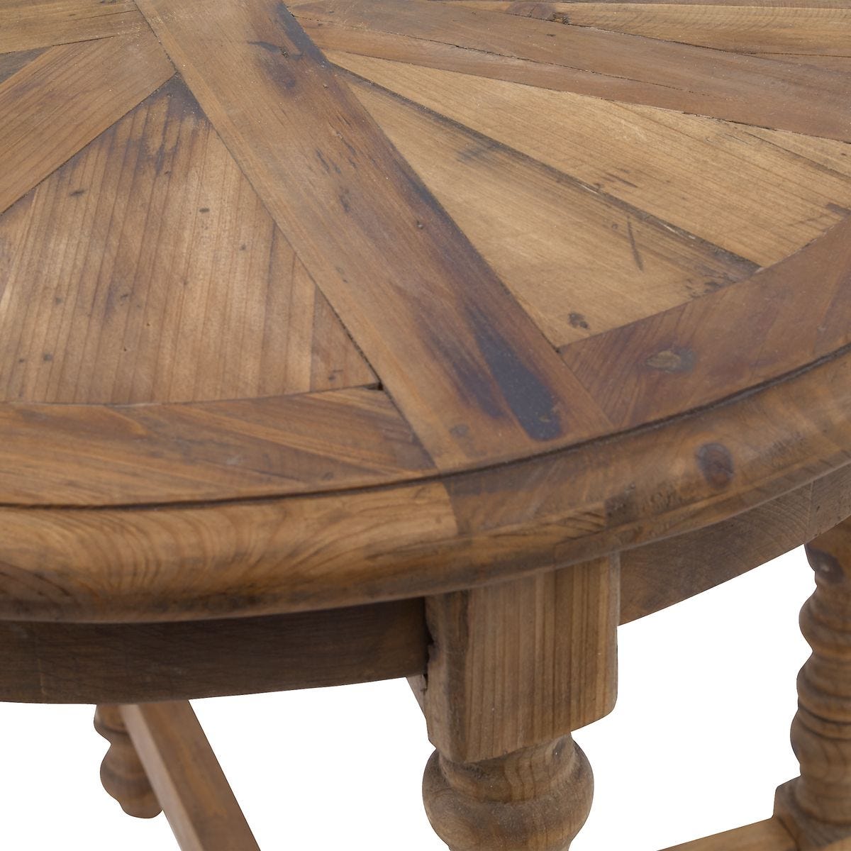 Close up of Stratton Reclaimed Fir End Table on a white background at Addison West