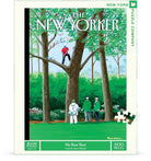 New York Puzzle Company packaging for 'My Best Shot' puzzle featuring a New Yorker cover illustration.