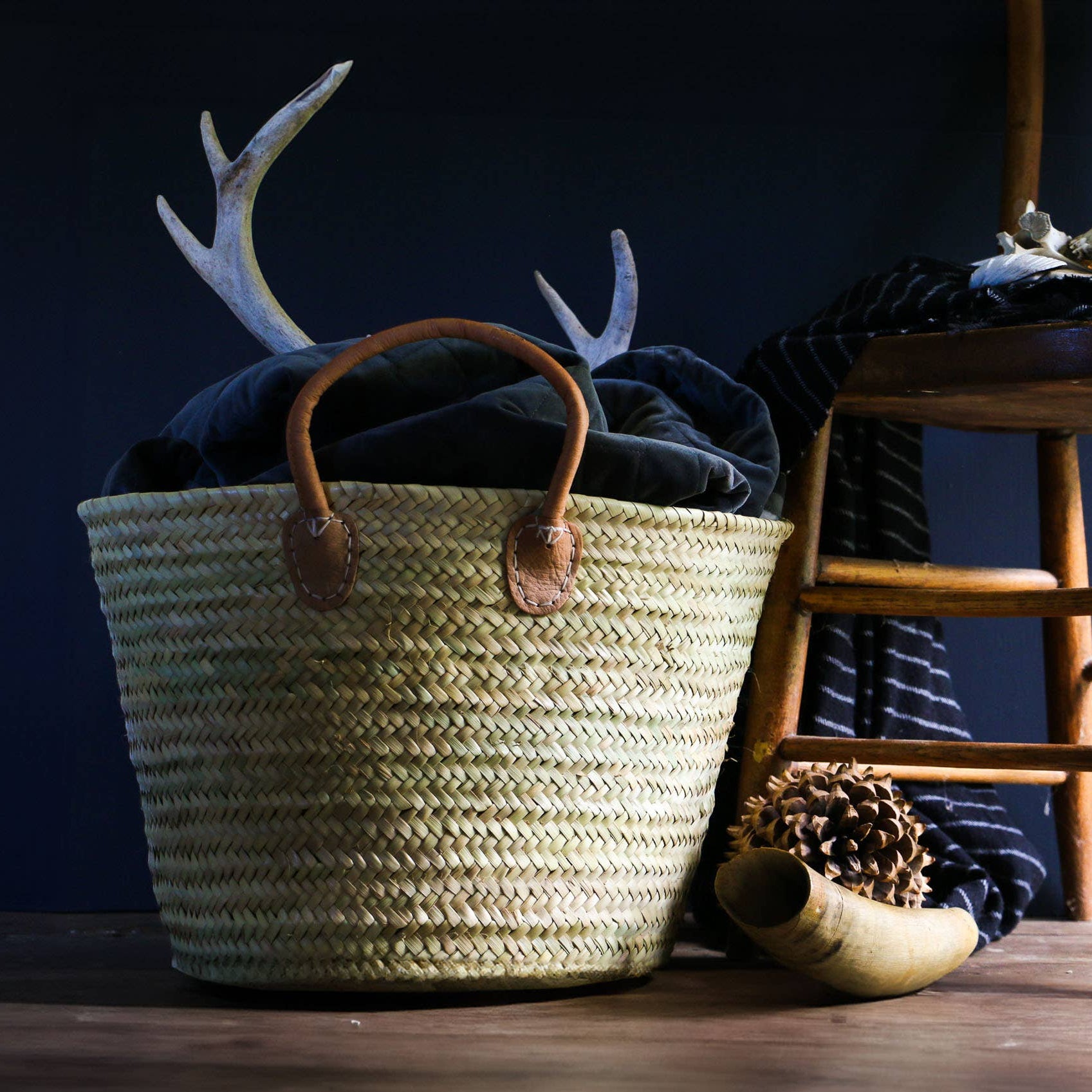 French Market Basket Tote on a table at Addison West