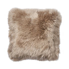 Long-Wool Double Sided Sheepskin 22" Cushion in Taupe on a white background at Addison West