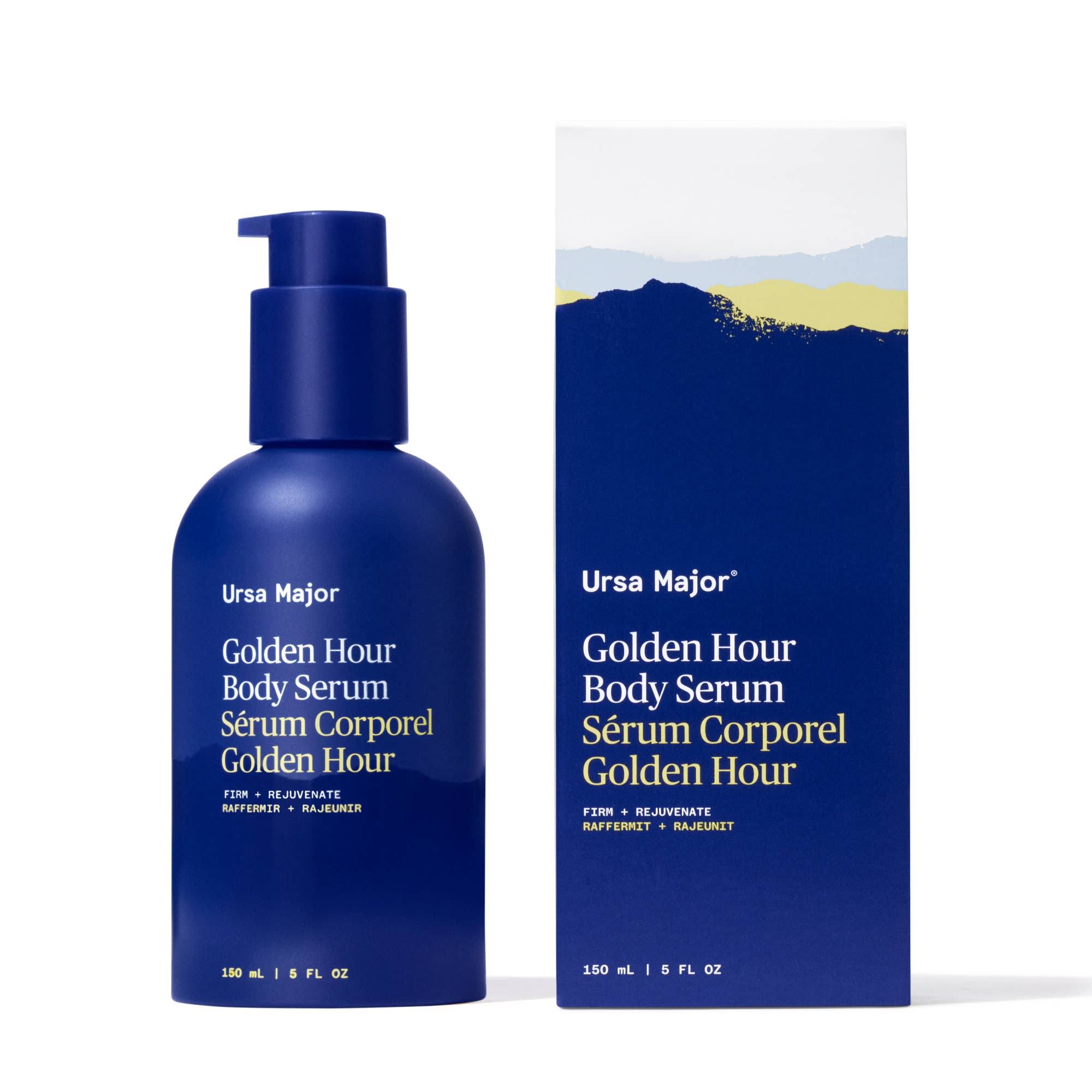 Ursa Major Golden Hour Body Serum with packaging on a white background