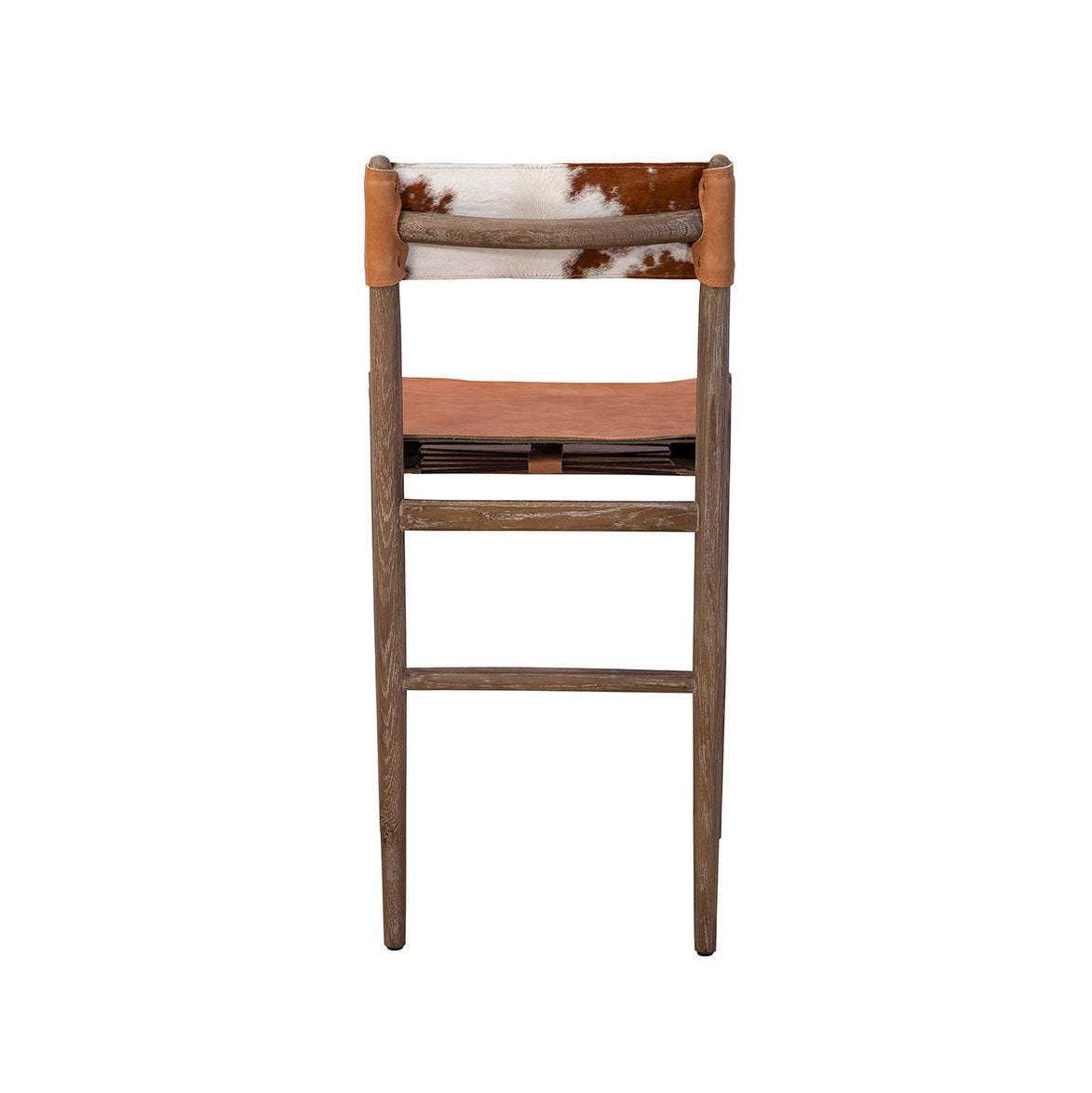 Back of Leather Prescott Counter Stool on a white background at Addison West