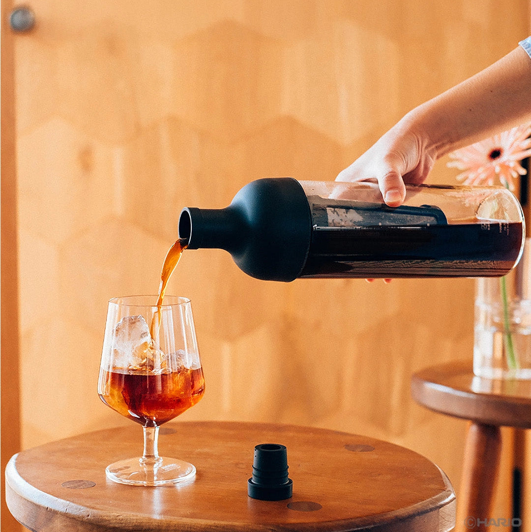 Hario Cold Brew Coffee Wine Bottle 650mL on a table at Addison West