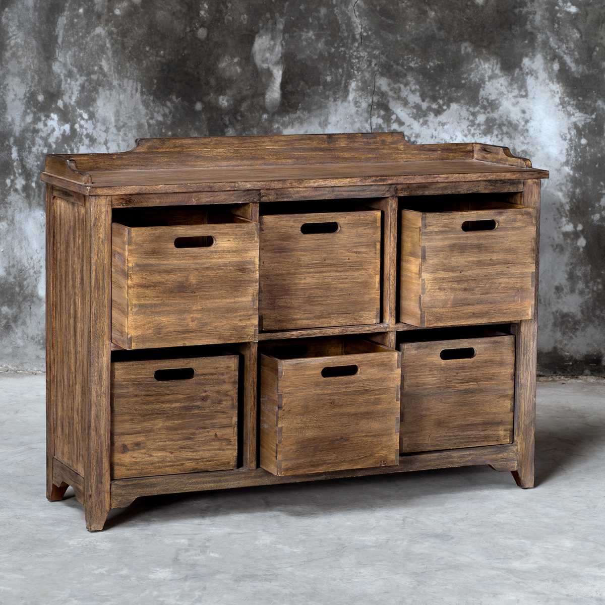 Close up of Ardwick Cupboard on a grey background at Addison West