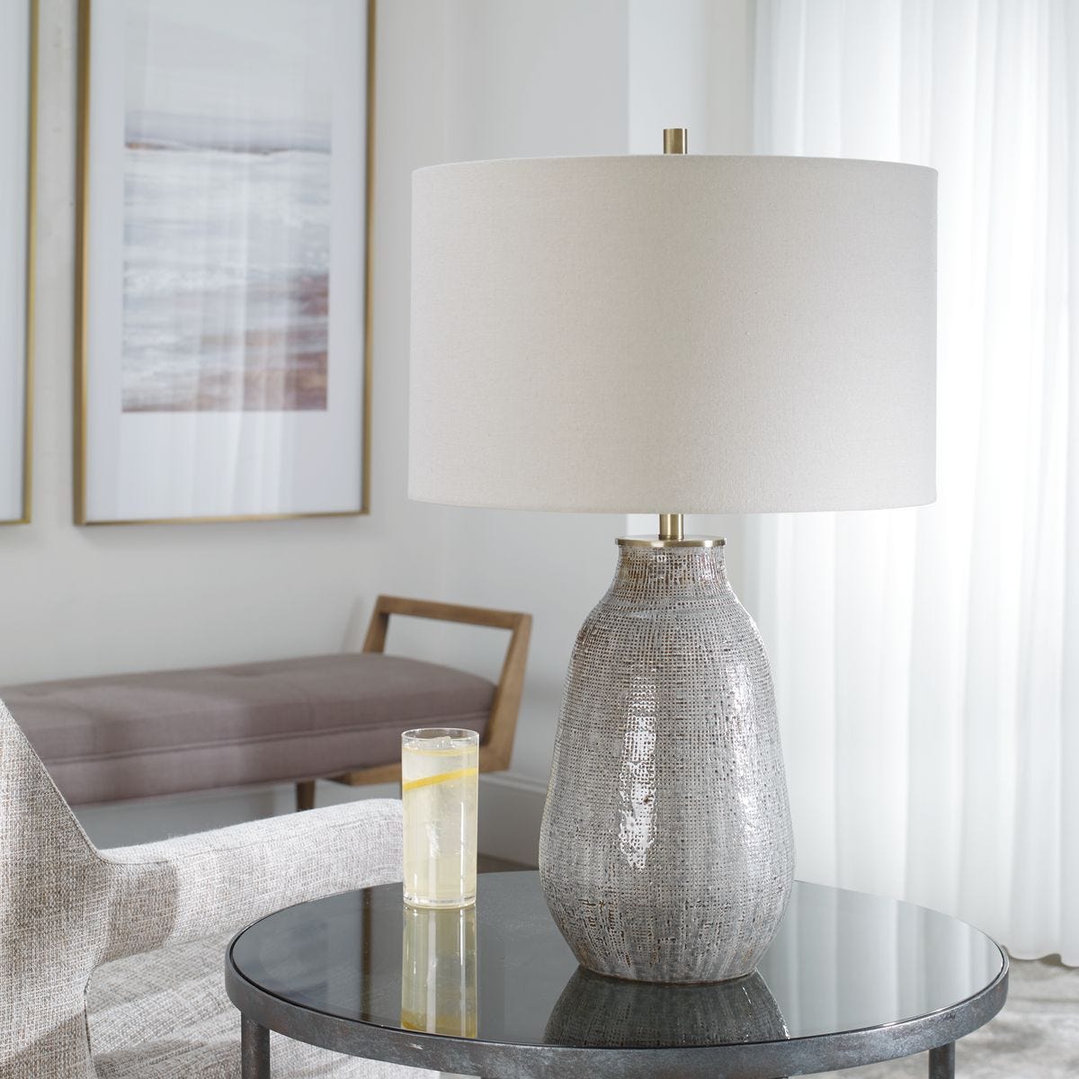 Monroe Table Lamp on a table at Addison West