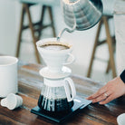 Hario V60 Ceramic Pour Over Coffee Set on a table at Addison West