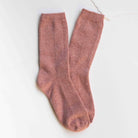 Bright Winter Wool Cashmere Socks in Coral on a white background at Addison West
