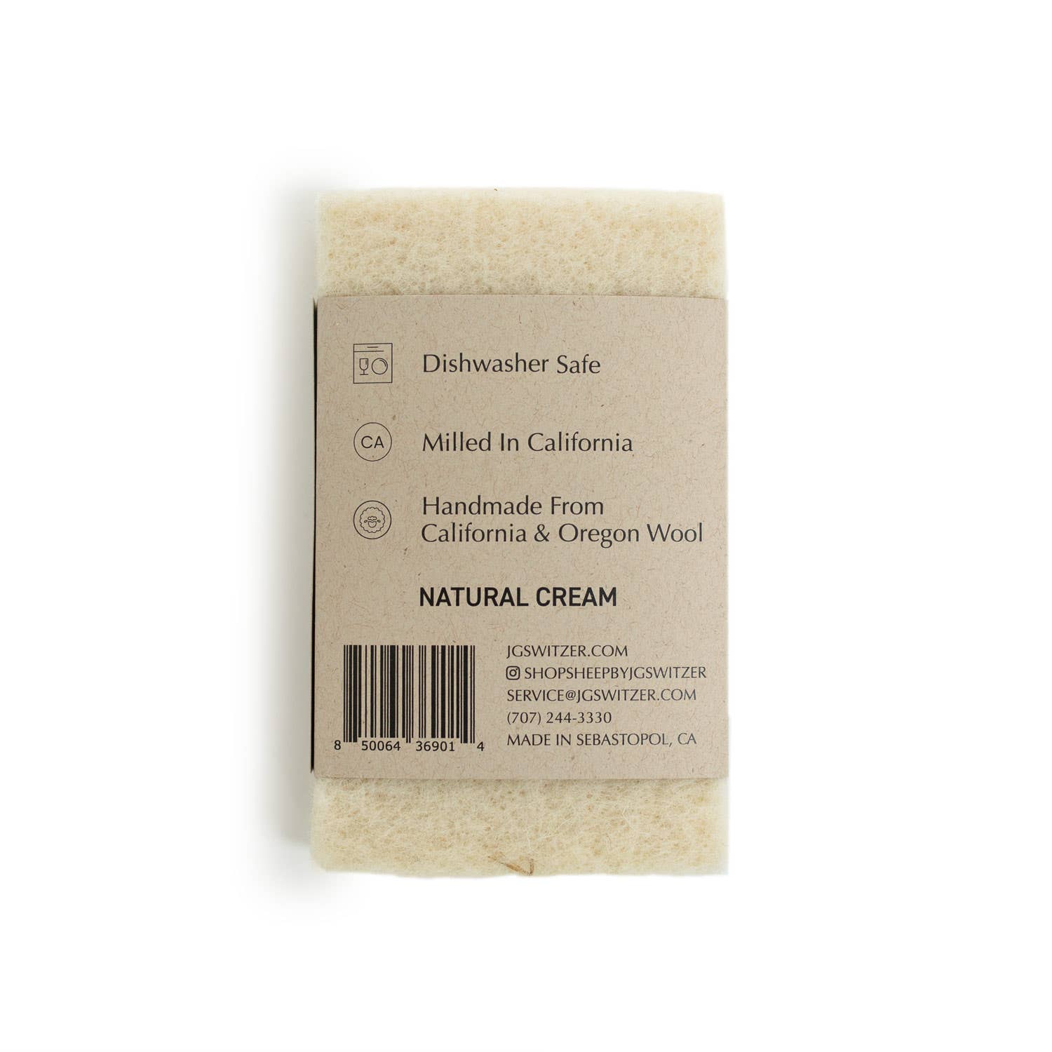 Felted Wool Dish Sponge in Cream, Pack of 3 on a white background at Addison West