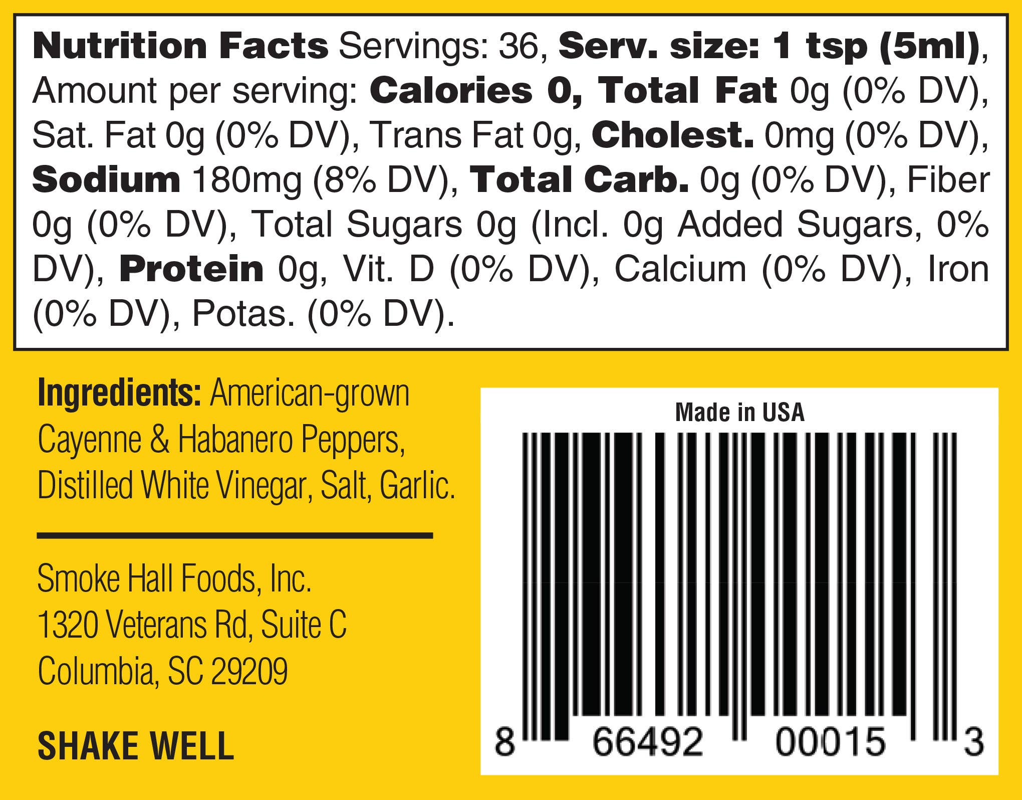 The General's Hot Sauce "Danger Close" ingredients on a white background at Addison West