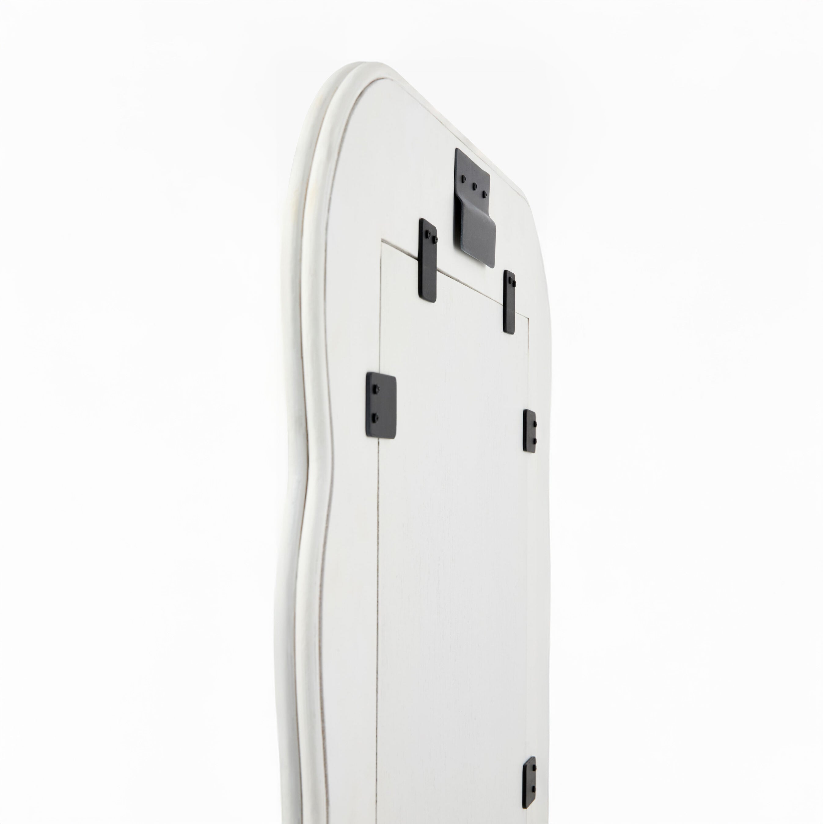 Close up of Dance Accent Mirror in White on a white background at Addison West