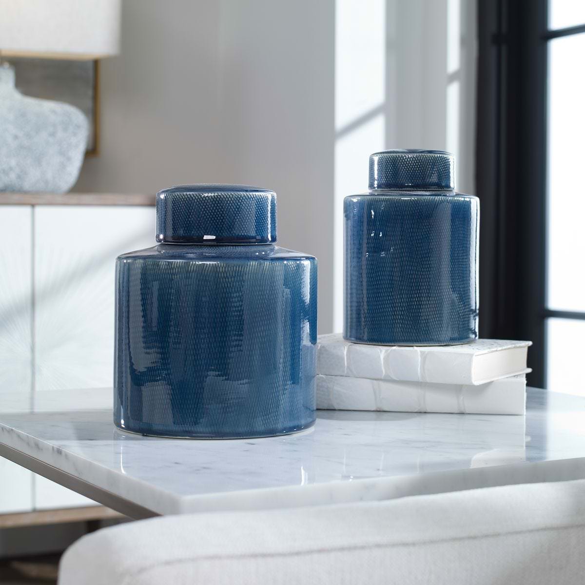 Sanlo Canisters, Set of 2 ceramic canisters on a table at Addison West