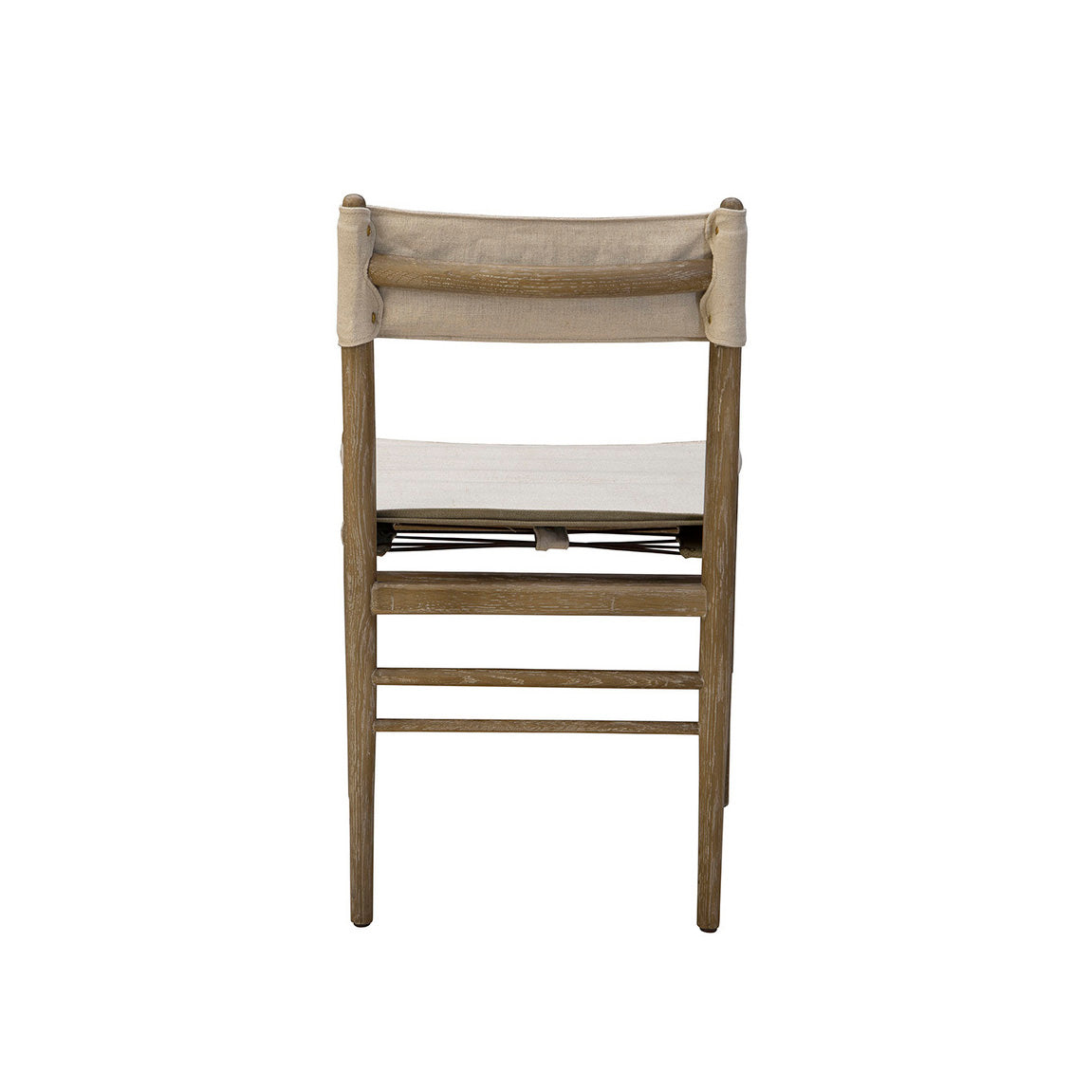 Back of Leather Prescott Dining Chair in Linen on a  white background at Addison West