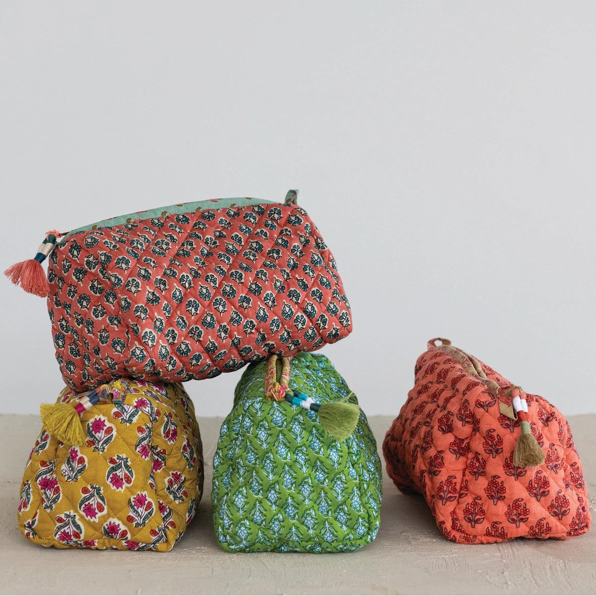 Quilted Voile Printed Pouch on a white background at Addison West