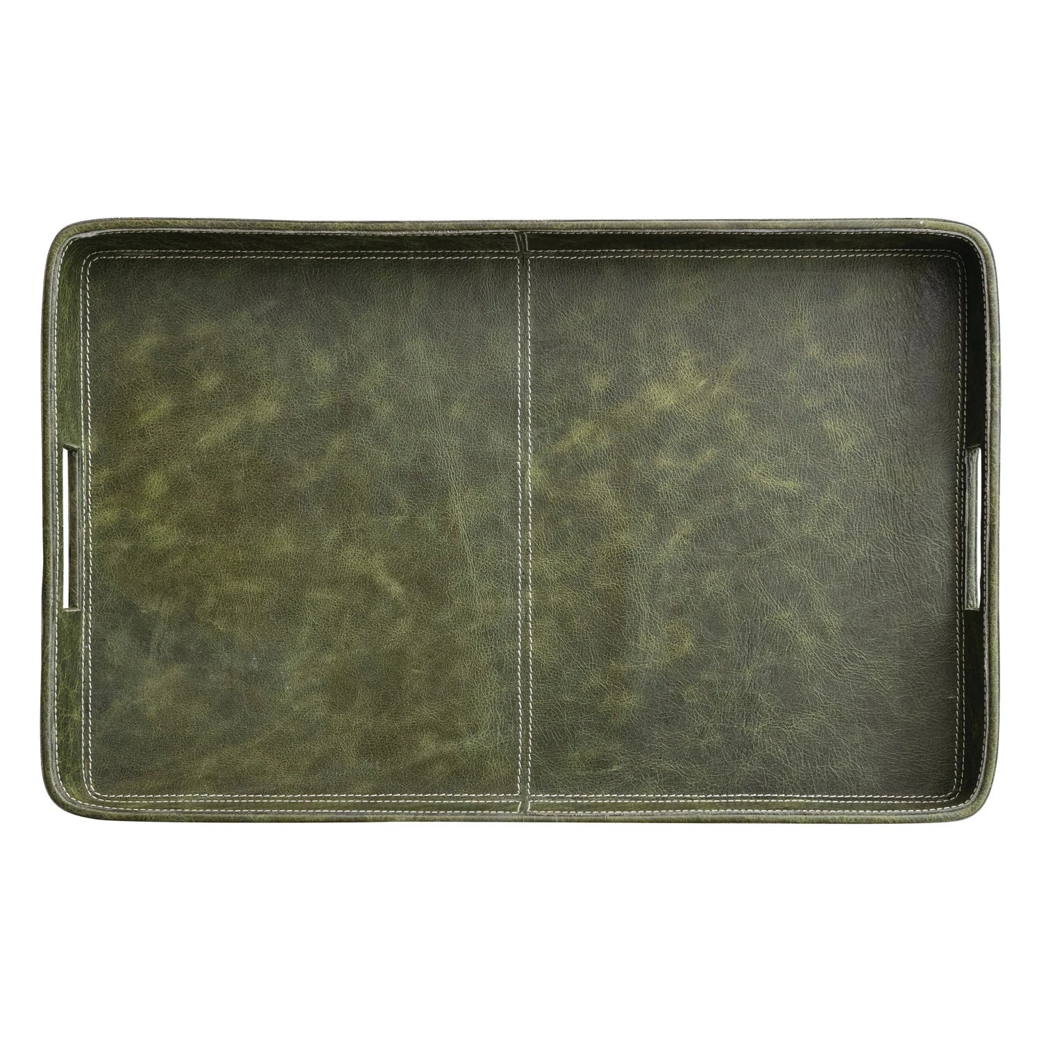 Olive Leather Tray on a white background at Addison West