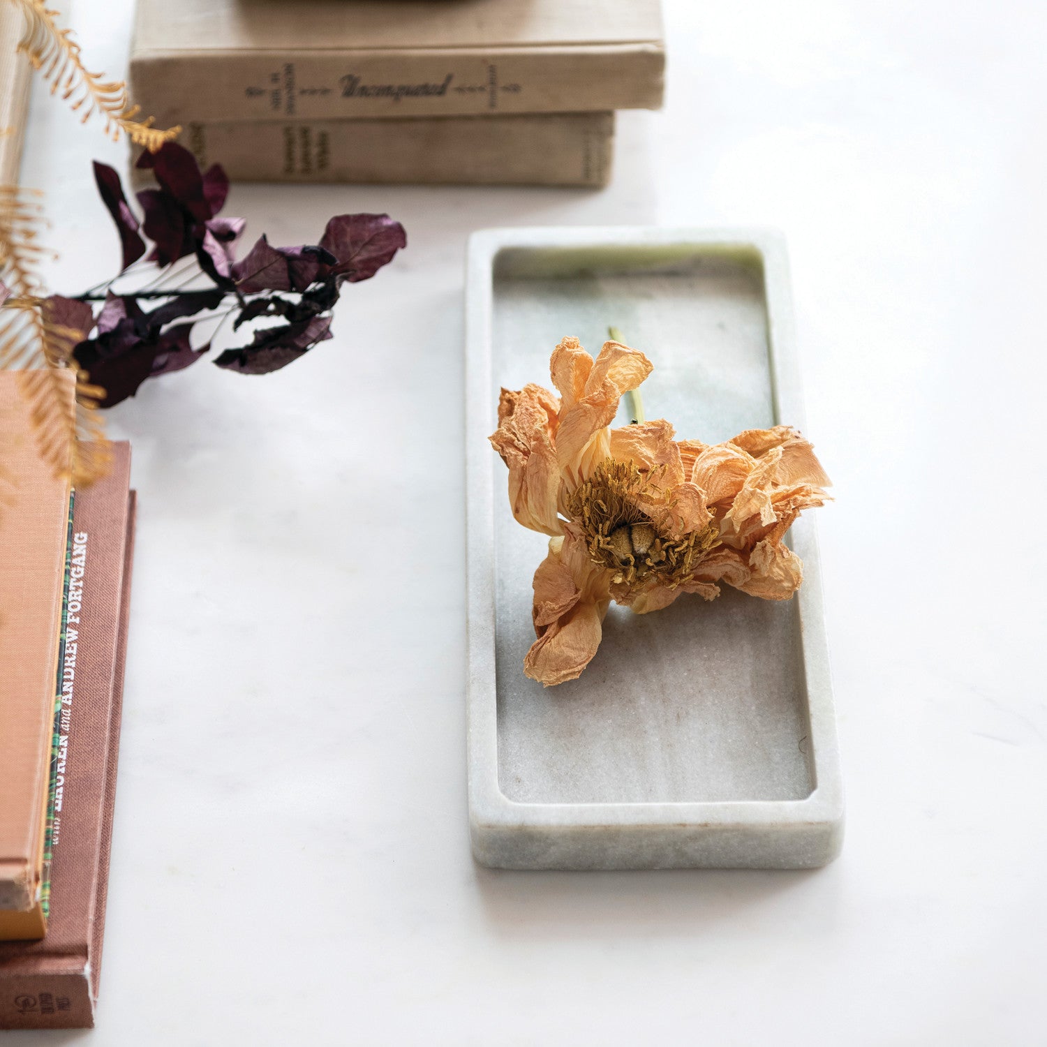 Green Melange Marble Tray on a white background at Addison West