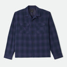 Brixton Men's Century Overshirt in Blue & Navy Shadow on plain background.