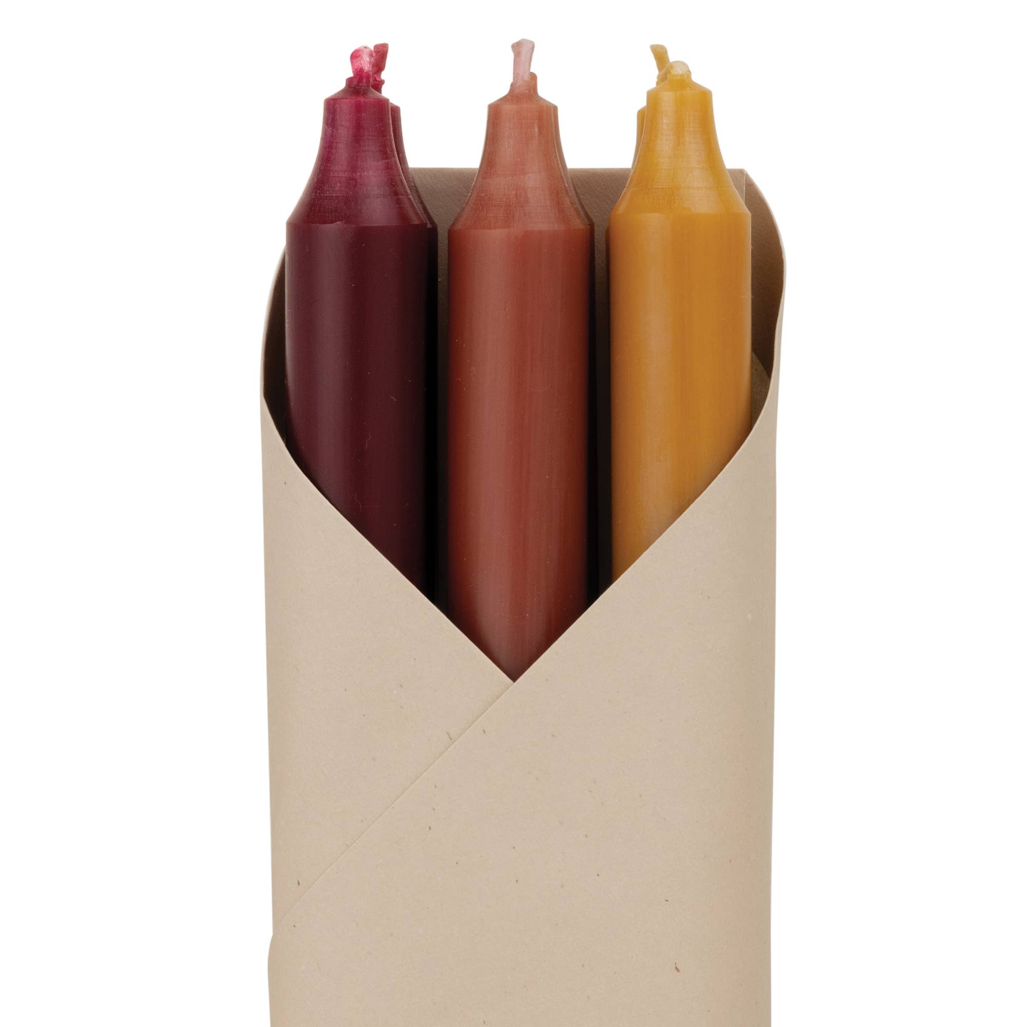 12" Taper Candles in Autumn Harvest, Set of 6 on a white background at Addison West