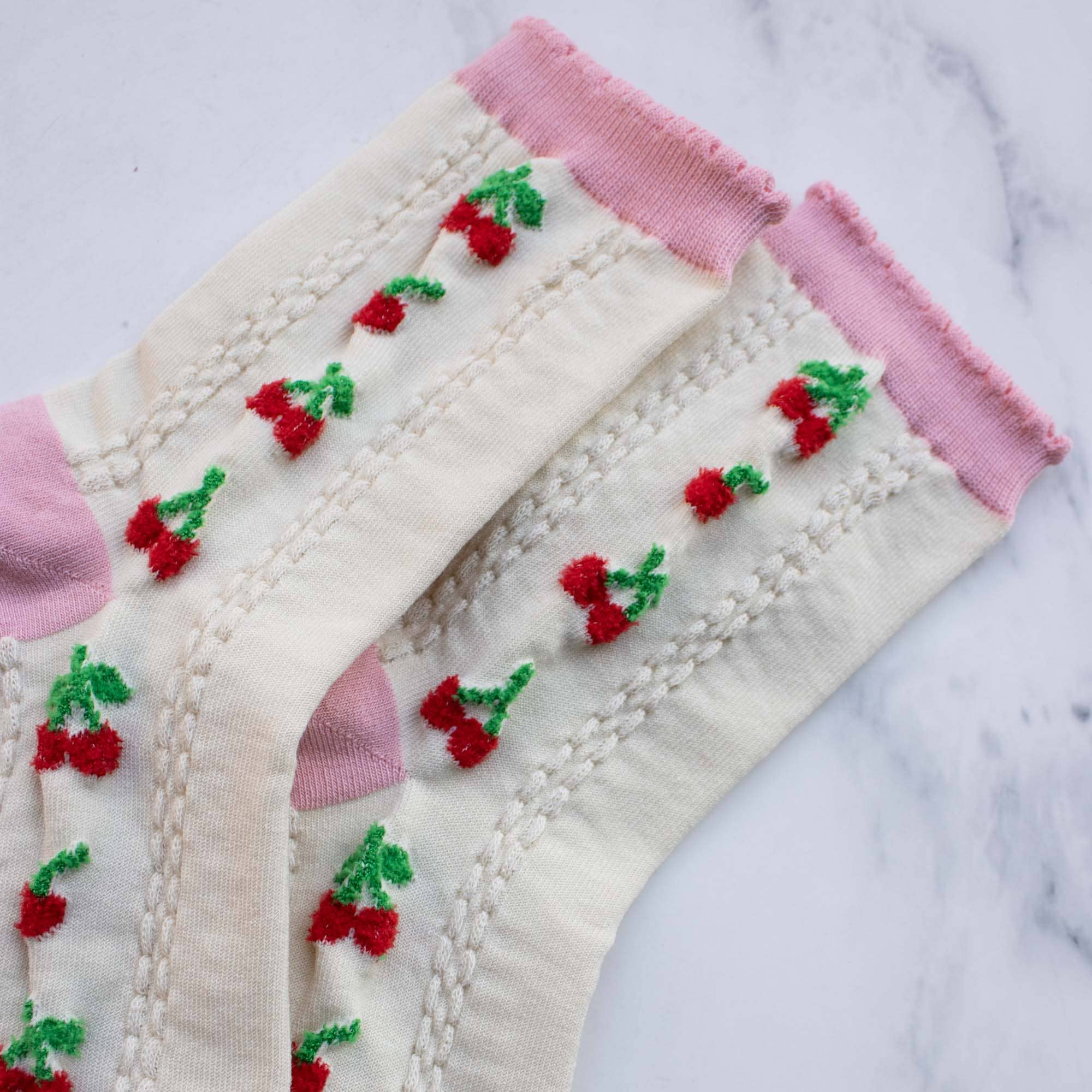 Cherry Dream Socks on a white background at Addison West