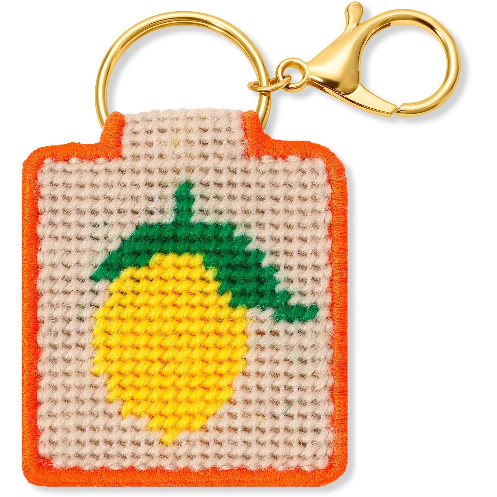 Lemon Needlepoint Keychain Kit on a white background at Addison West