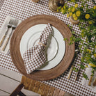 Tobacco Gingham Check Linen Tablecloth, 60" x 90" on a table at Addison West