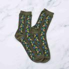 Aahana Floral Socks in Olive on a white background at Addison West