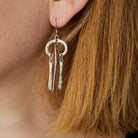 Danforth Pewter Vibes Wire Earrings on a model at Addison West