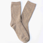 Bright Winter Wool Cashmere Socks in Camel on a white background at Addison West