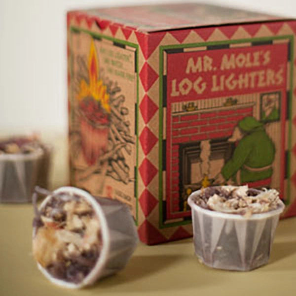 Mr. Mole's Log Lighters on a table at Addison West