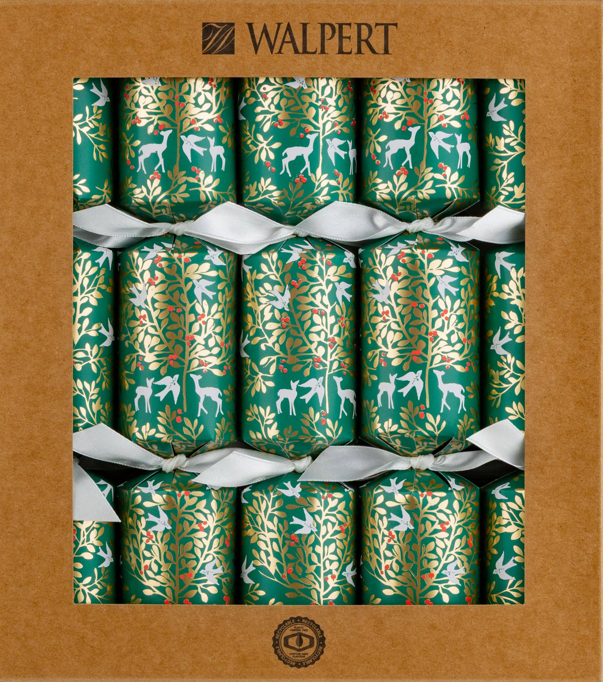 Green Foliage Holiday Crackers on a white background at Addison West