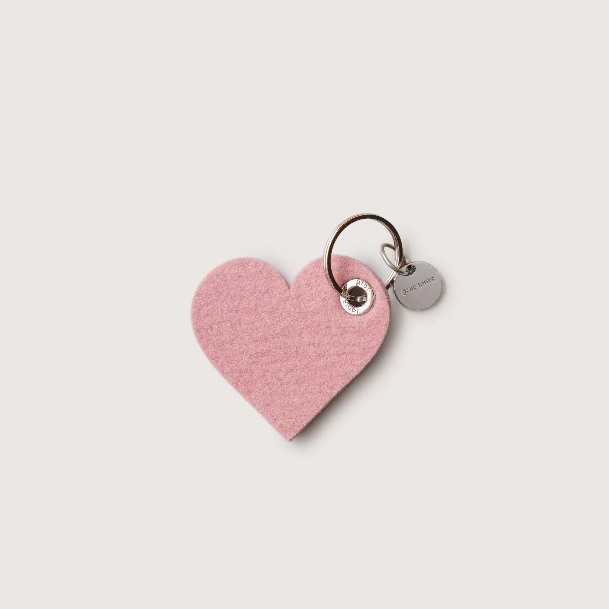Graf Lantz Merino Wool Heart Key Fob in Rock Salt on a white background at Addison West
