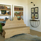 Stable Console demilune wall mounted console table on a white wall at Addison West