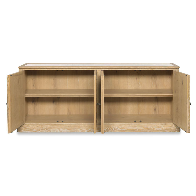 Woodbridge Furniture Baker's Sideboard in Limewash Finish on a white background at Addison West