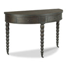 Woodbridge Furniture Salutation Demilune Table in Worn Black Finish on a white background at Addison West