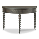 Woodbridge Furniture Salutation Demilune Table in Worn Black Finish on a white background at Addison West