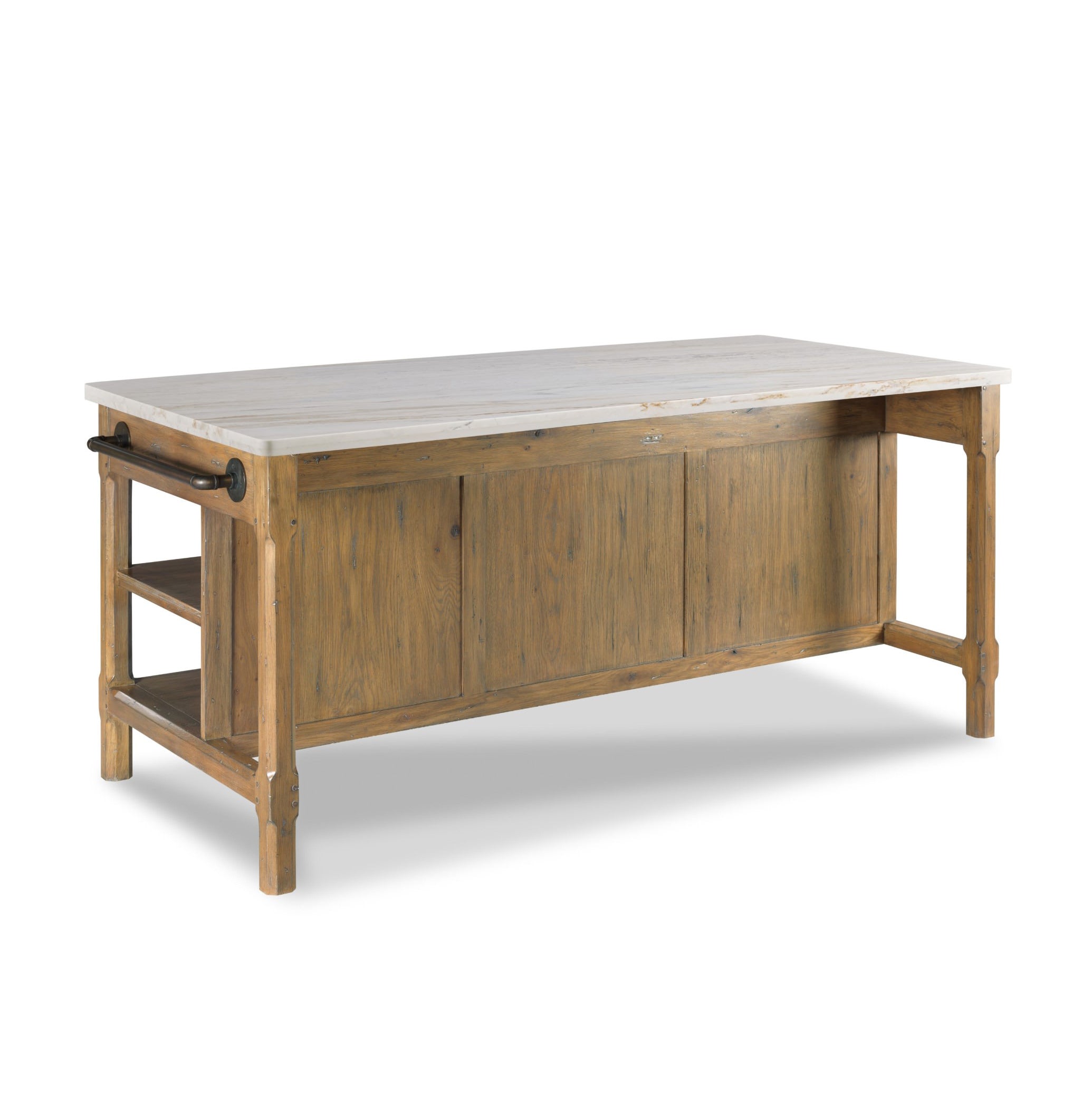 Draper's Table in Carrara Marble on a white background at Addison West