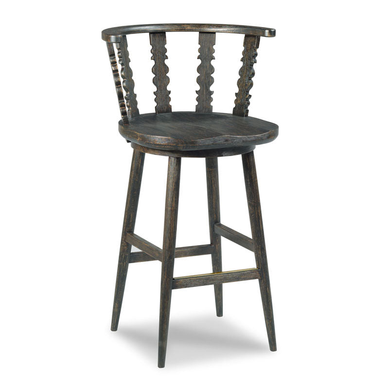 Fable Bar Stool in Worn Black Finish on a white background at Addison West