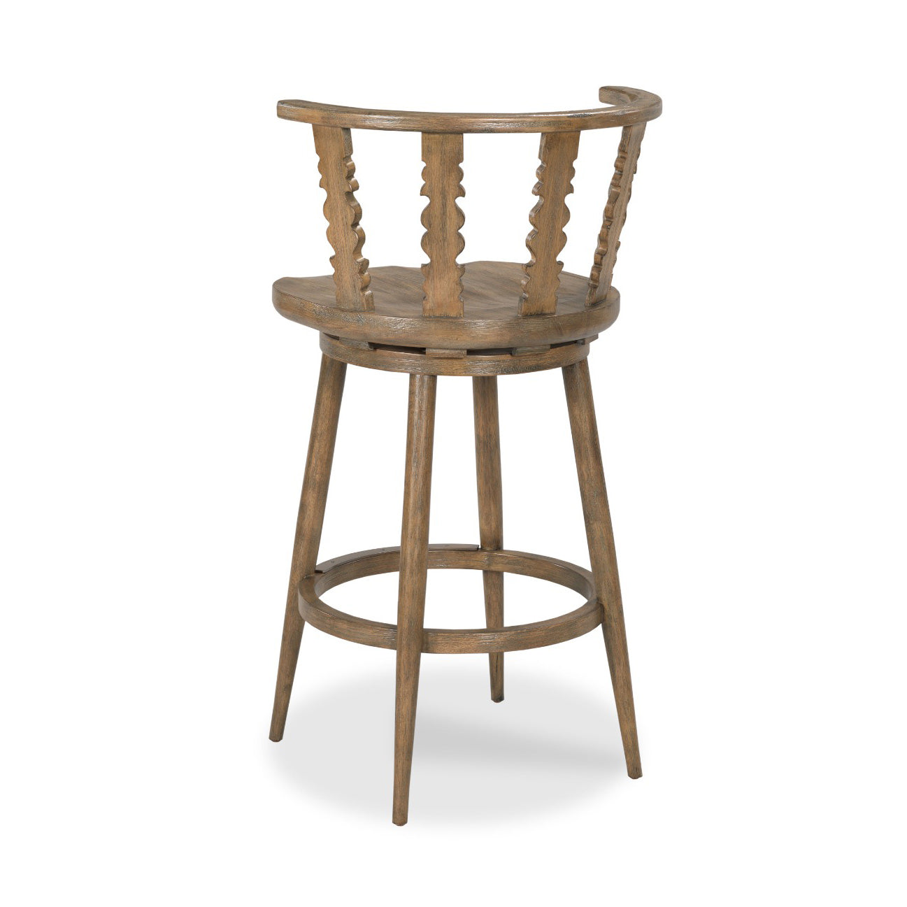 Fable Swivel Bar Stool in Antique Finish on a white background at Addison West