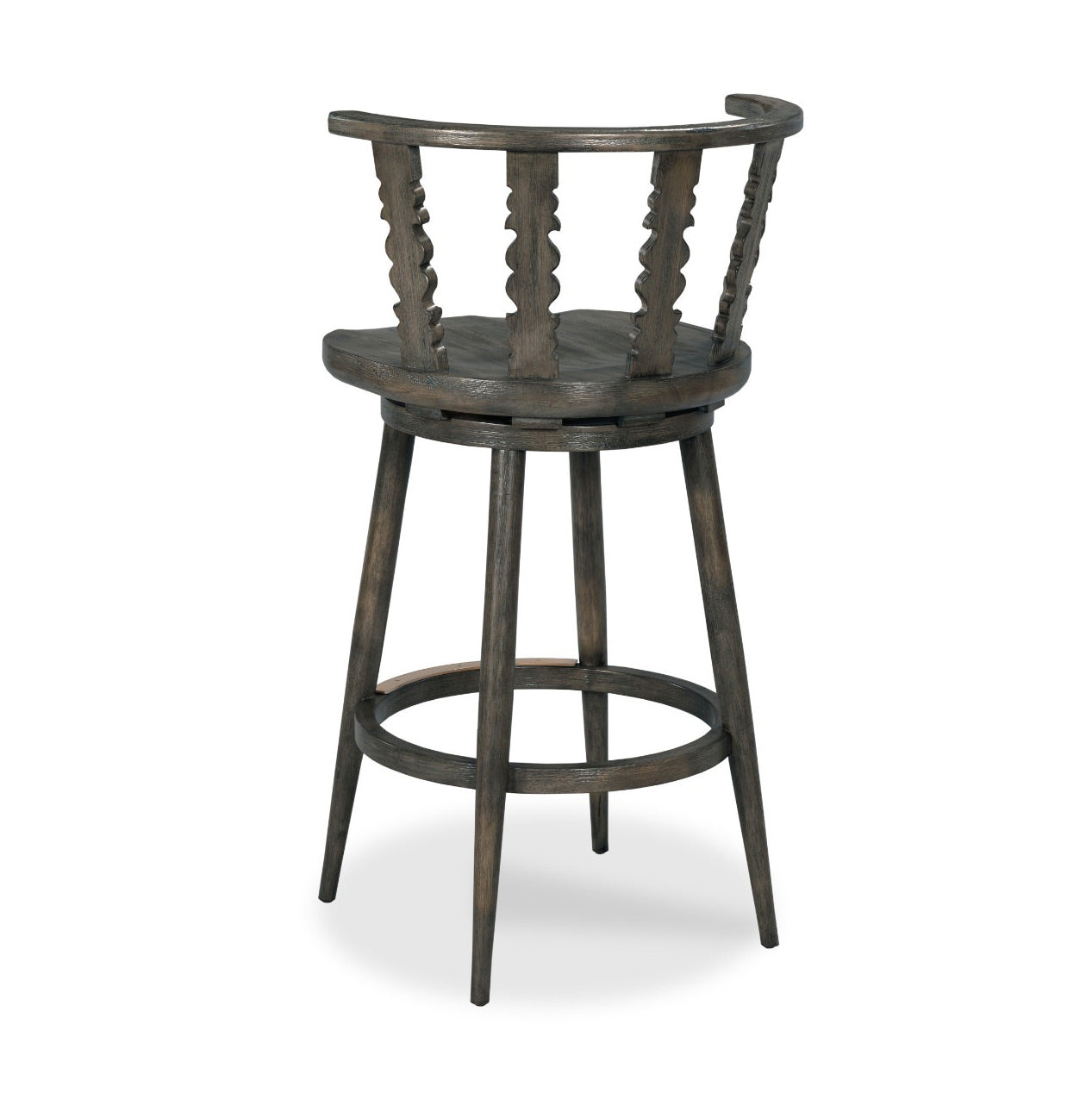 Fable Swivel Counter Stool in Worn Black Finish on a white background at Addison West