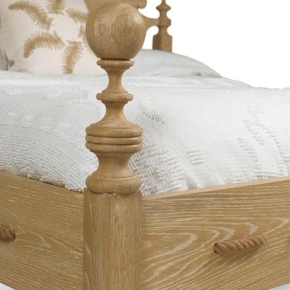 Queen Saltwater Bed in Limewash Finish on a white background at Addison West