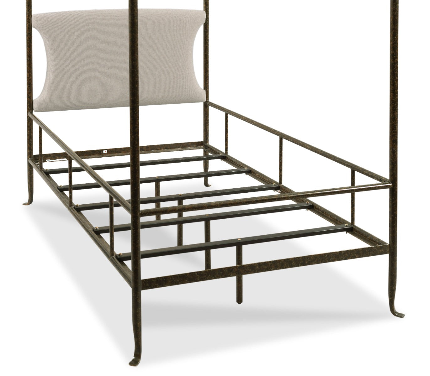 Twin Atrium Bed in Antique Black Finish on a white background at Addison West
