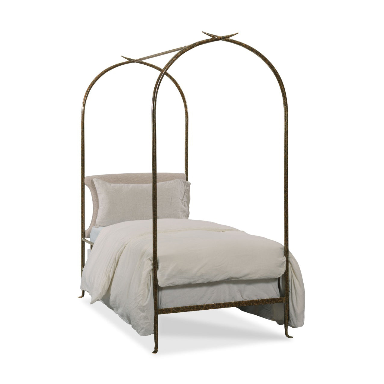 Twin Atrium Bed in Antique Black Finish on a white background at Addison West