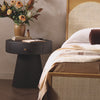 Four Hands Chiro Nightstand in Black Linen in bedroom at Addison West.