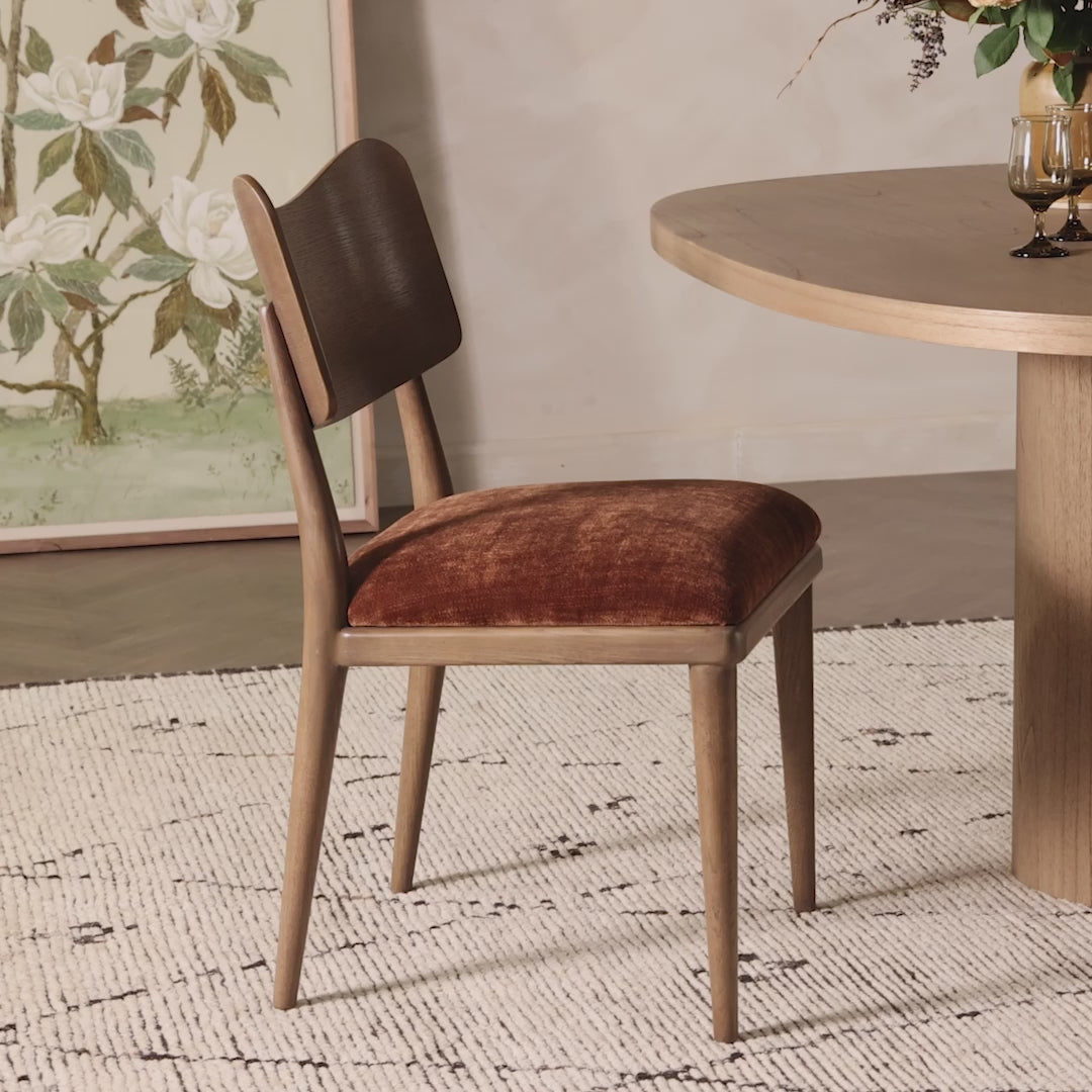 Four Hands Marley Dining Chair in Altair Sienna in a dining room at Addison West