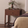 Four Hands Sullivan Small Nightstand in Saddle Tan Veneer in bedroom at Addison West.