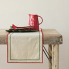Holiday Ric Rac Trim Table Runner on a beige background at Addison West